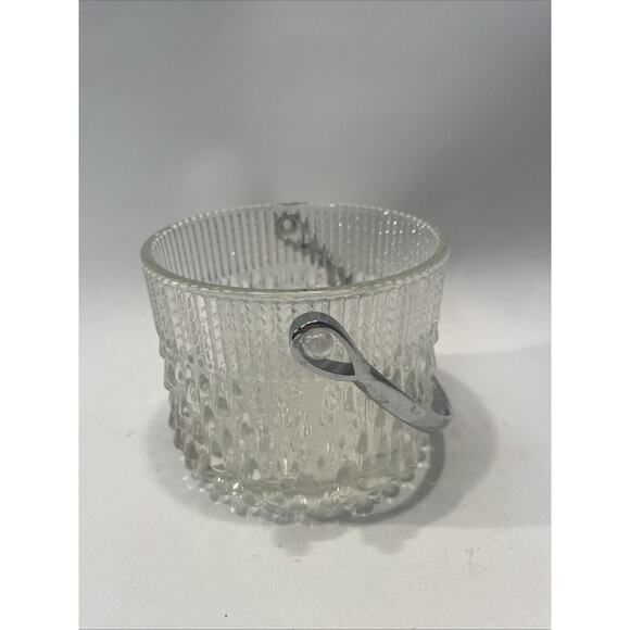Vintage Mid Century Teleflora Glass Ice Bucket w/ Chrome Handle Made in Taiwan - Picture 2 of 9